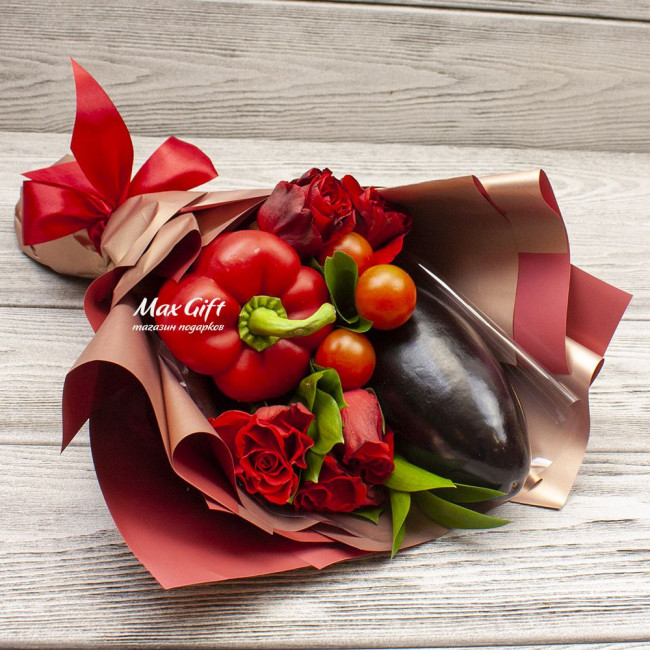 Букет из овощей и цветов «Овощной комплимент» Букет из овощей и цветов «Овощной комплимент»